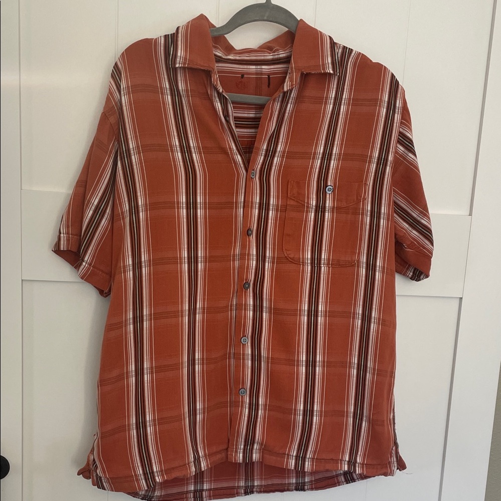 Men's Rust striped Short Sleeve Shirt